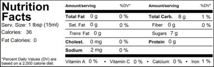 18 Year Dark Balsamic Vinegar Nutrition Facts